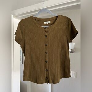 Madewell Olive Button-Up Women's Top